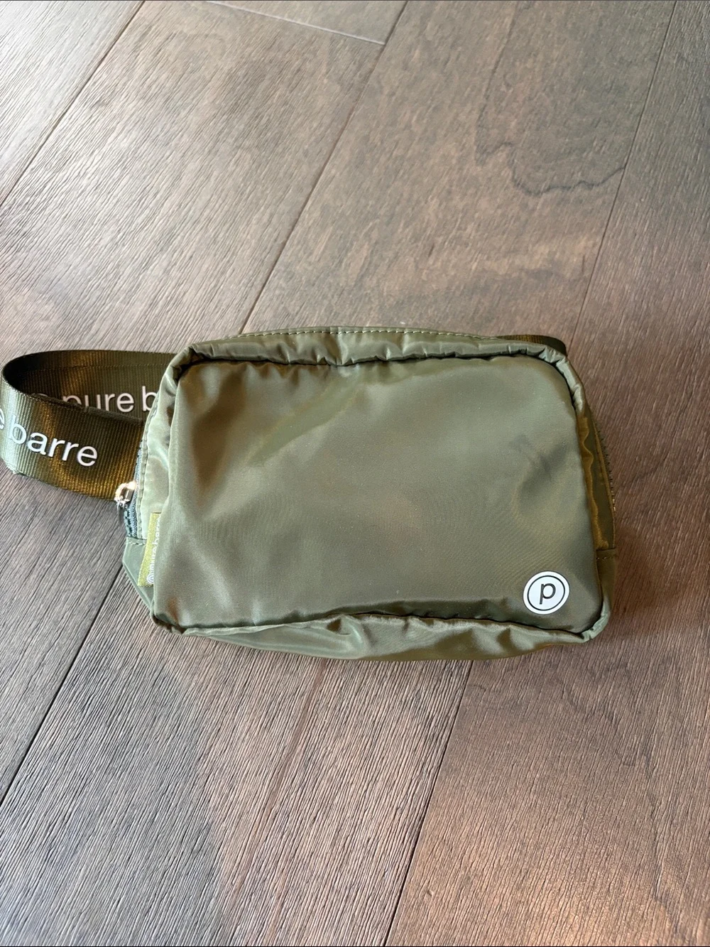 Pure Barre Olive Waist Pouch with Branded Strap
